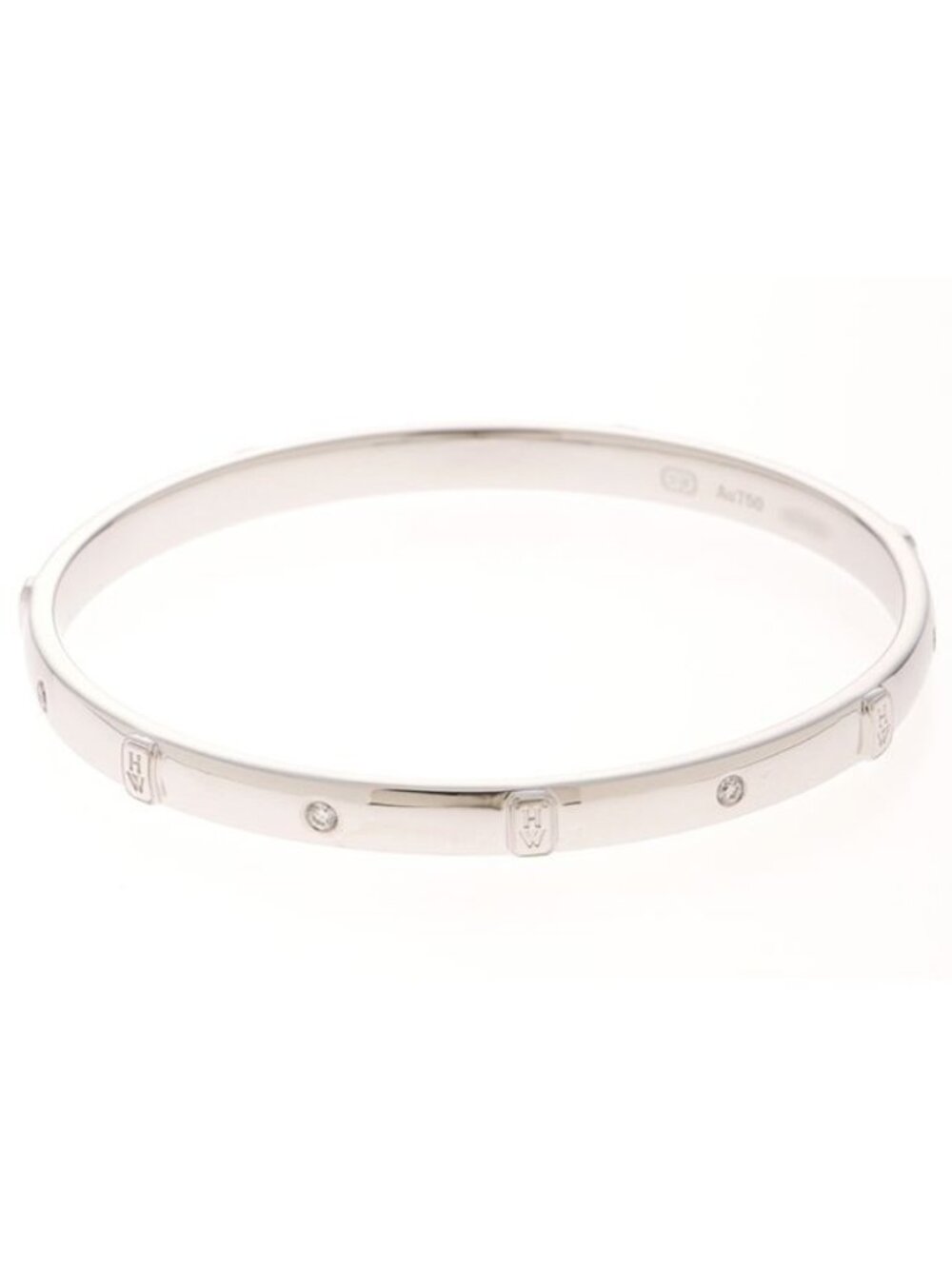 Harry Winston HW Logo Bangle D Bracelet White Gold